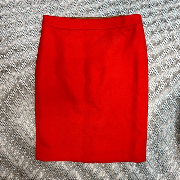 Women's J.CREW 100% Wool No. 2 Pencil Coral Knee Length 6 Skirt